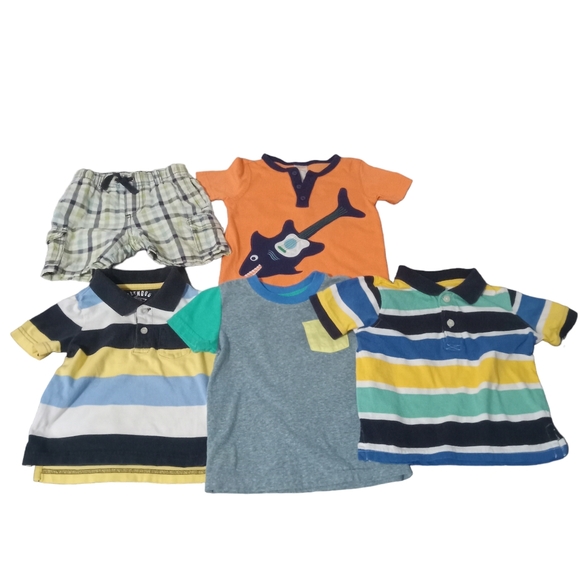 Lot of 5 piece Baby boy kid bundle top shirts baby toddler size 6- 9m Up - Picture 2 of 3